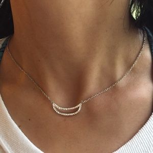 New rhodium simple precious crystal necklace